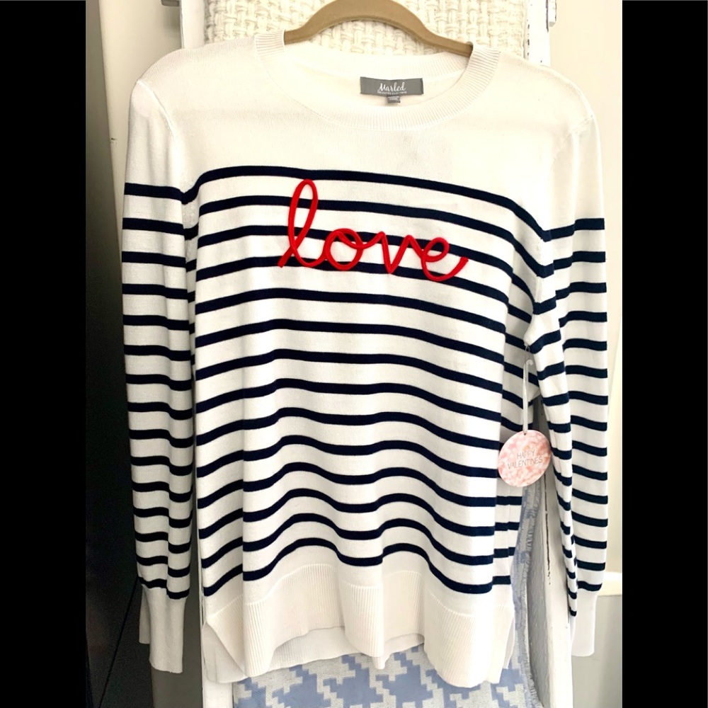 NWT ‘Love’ striped sweater, very comfy and cute!